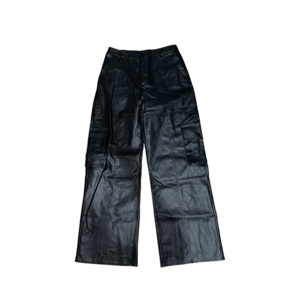 Blue Blush Black Faux Leather Pants
